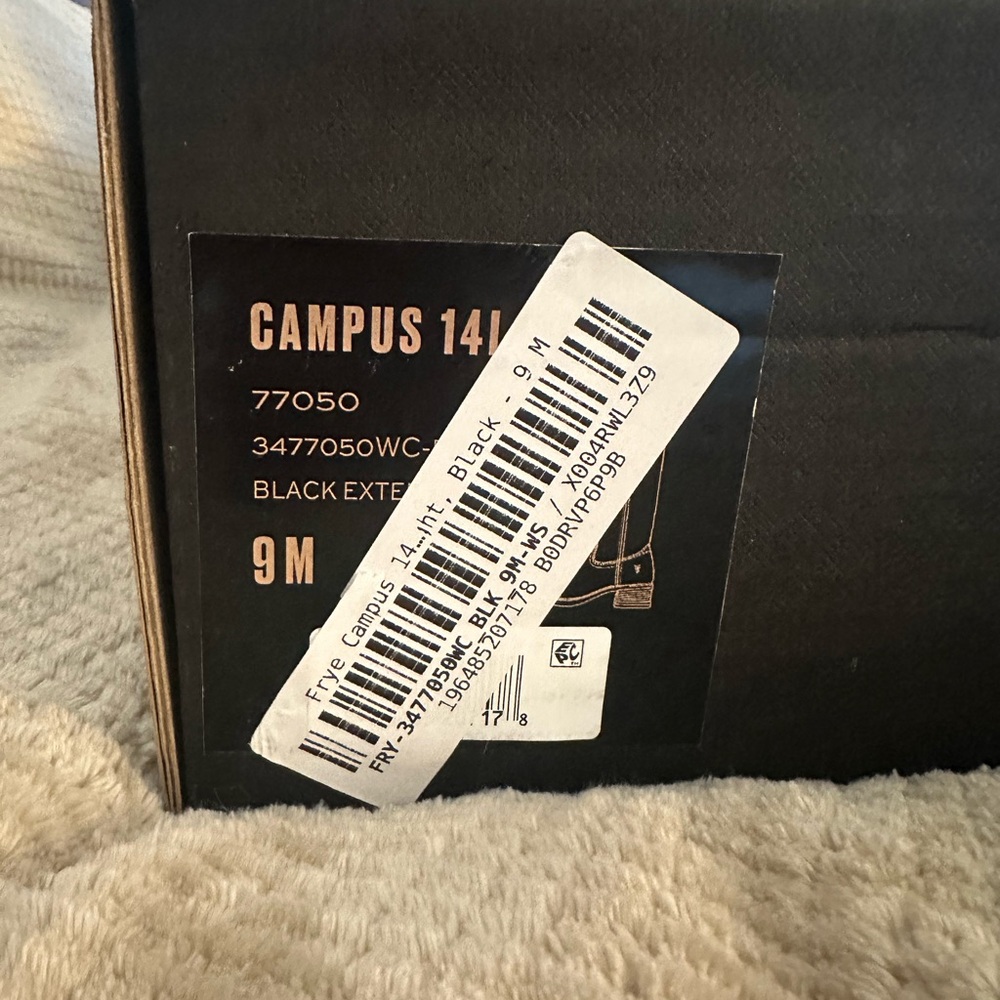 Frye Black Campus Boots Extended Calf 14L - Picture 9 of 14